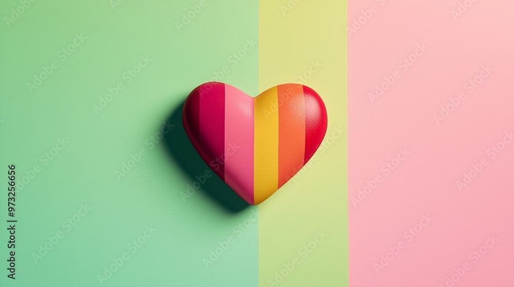 A vibrant rainbow heart on a pastel background symbolizing love and inclusivity in a bright and colorful setting A vibrant rainbow heart on a pastel background symbolizing love and inclusivity in a bright and colorful setting