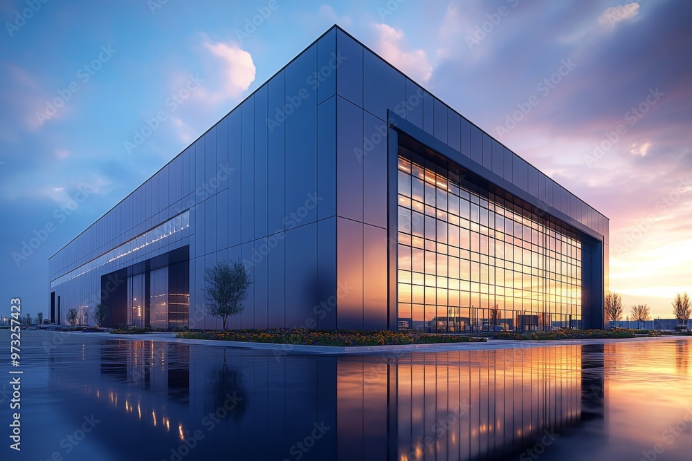Modern logistics warehouse building structure. Modern logistics warehouse building structure.