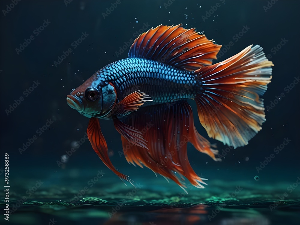 Fototapeta premium Awesome betta fish in the water AI generated