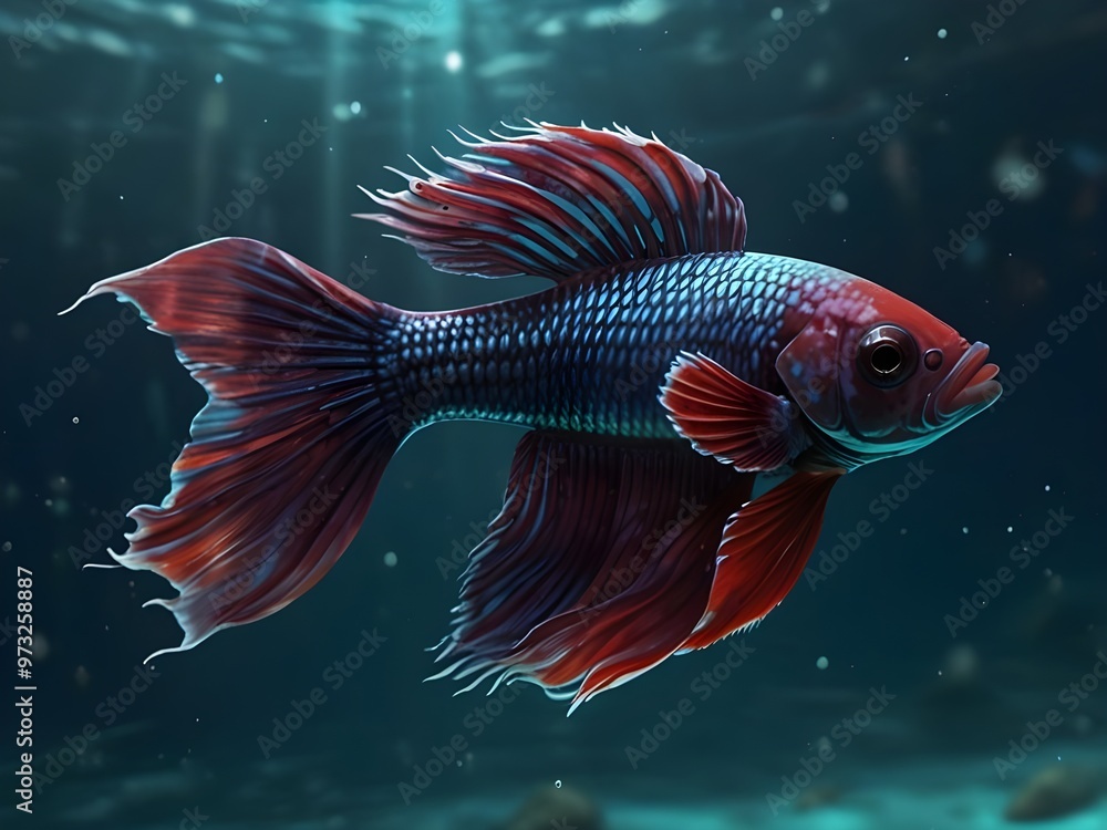 Fototapeta premium Awesome betta fish in the water AI generated