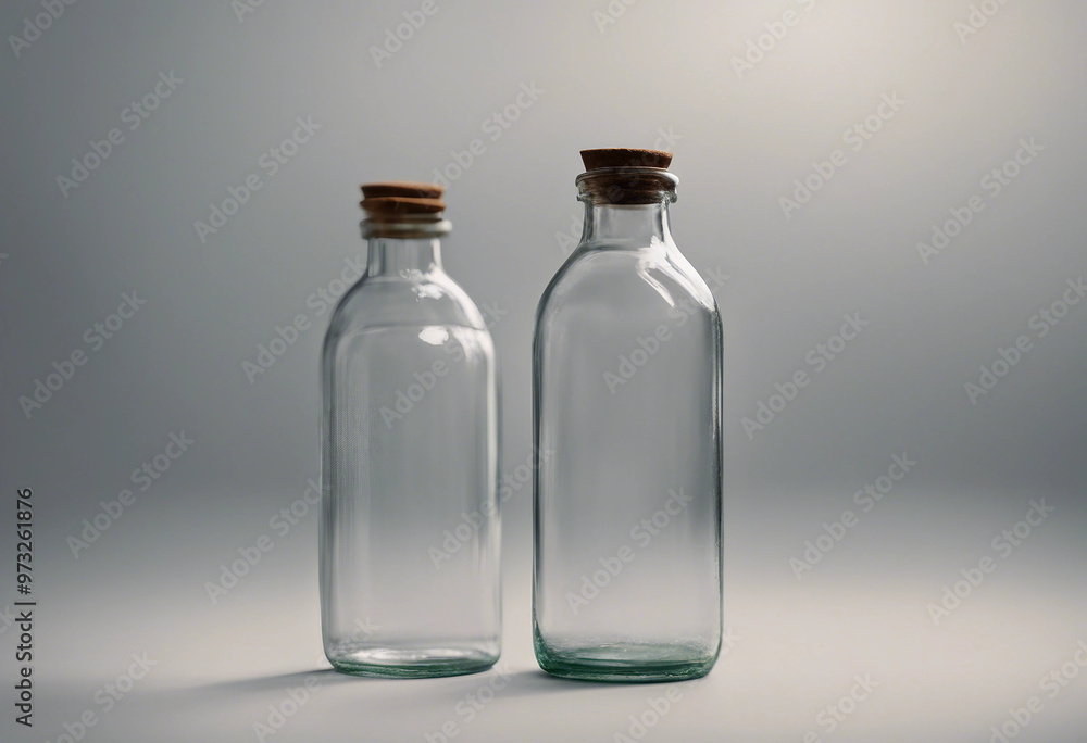 A collection of clear glass bottle A collection of clear glass bottle