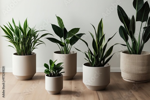 Wallpaper Mural Stylish Houseplants in Minimalist Planters for Modern Home Decor and Clean Aesthetic Torontodigital.ca