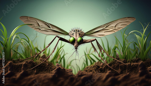 macro photo of mosquito on grass photo