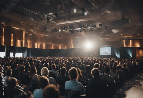 Audience at the conference hall Speaker giving a talk on corporate Business Conference Business and