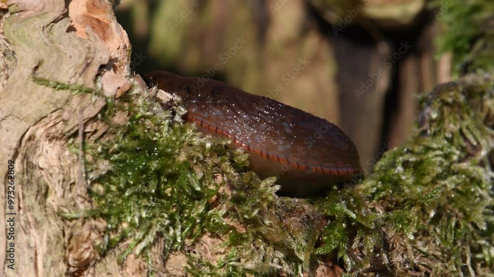 Arion Vulgaris aka Spanish slug. The most invading animal in Europe and the biggest enemy of every gardener. Czech republic nature. Motion study. Arion Vulgaris aka Spanish slug. The most invading animal in Europe and the biggest enemy of every gardener. Czech republic nature. Motion study.
