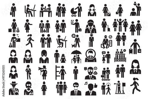 people icons business process, human resource management, meeting work group team , icon line people vector design elements