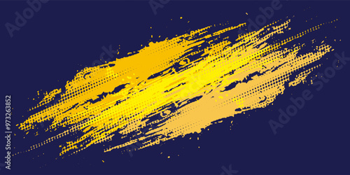 Abstract yellow-blue frame on a dark background. Sporty design in grunge style. Illustration for sports, athletics, training, workout