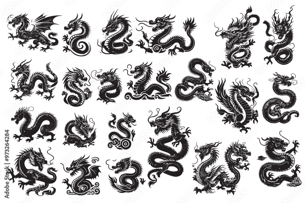 Chinese Dragon Silhouette Chinese Dragon Silhouette