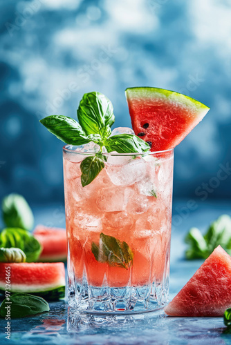 Trendy pink Margarita cocktail with watermelon