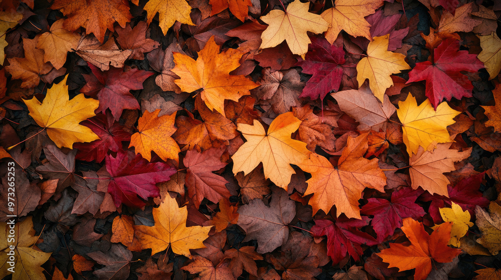 Autumn maple leaves scattered on the ground Autumn maple leaves scattered on the ground