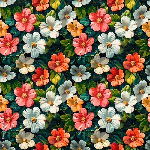 A lush tapestry of nature in vibrant colors. Seamless pattern.