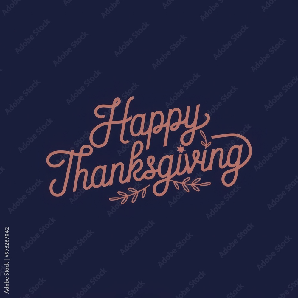 Happy Thanksgiving Calligraphy Text with Illustrated Leaves Over Dark Blue Background, Vector Typography
Happy Thanksgiving Calligraphy Text with Illustrated Leaves Over Dark Blue Background, Vector Typography