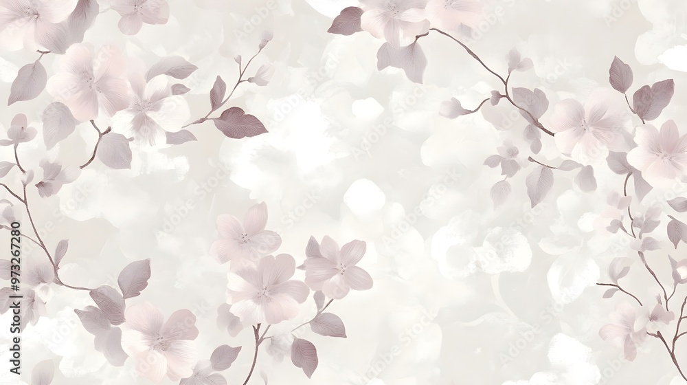 Elegant floral pattern wallpaper with a soft pastel color scheme, creating a serene ambiance, ideal for upscale interiors Elegant floral pattern wallpaper with a soft pastel color scheme, creating a serene ambiance, ideal for upscale interiors