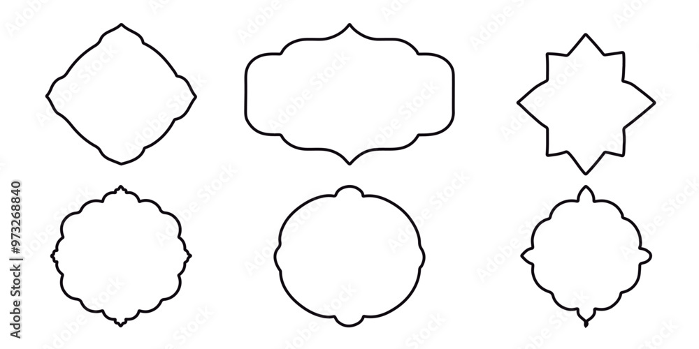 Fototapeta premium Isolated vintage frames set on a white backdrop. Decorative border. Vector 