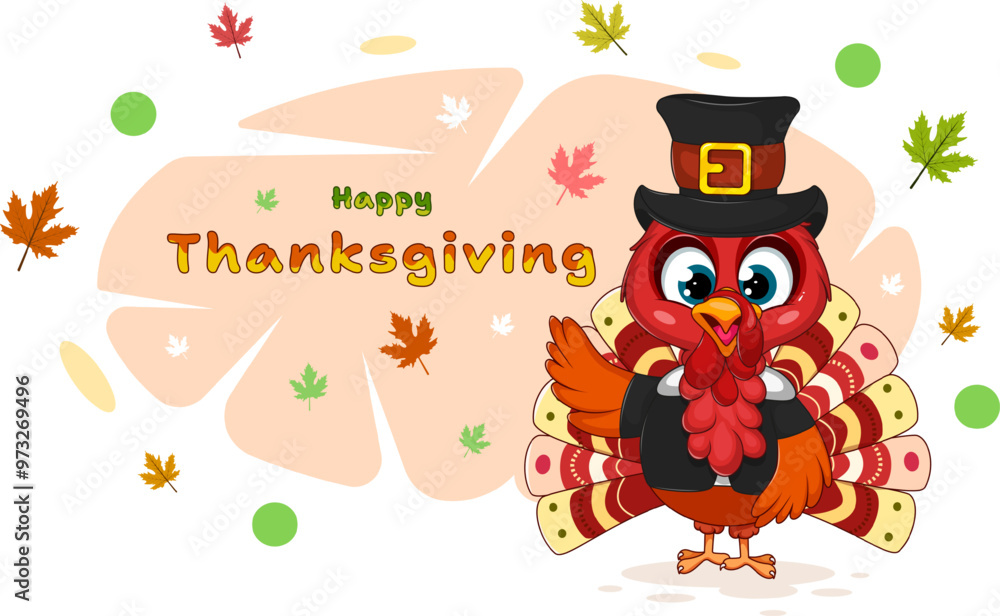 Naklejka premium Thanksgiving Turkey Card