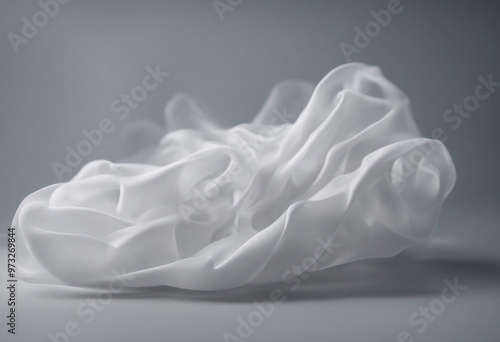 Floating white fabric blowing isolate