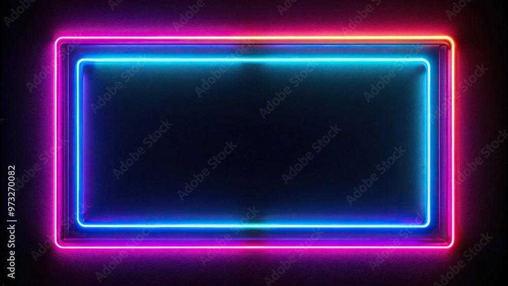 Close-Up neon light frame on black background Close-Up neon light frame on black background
