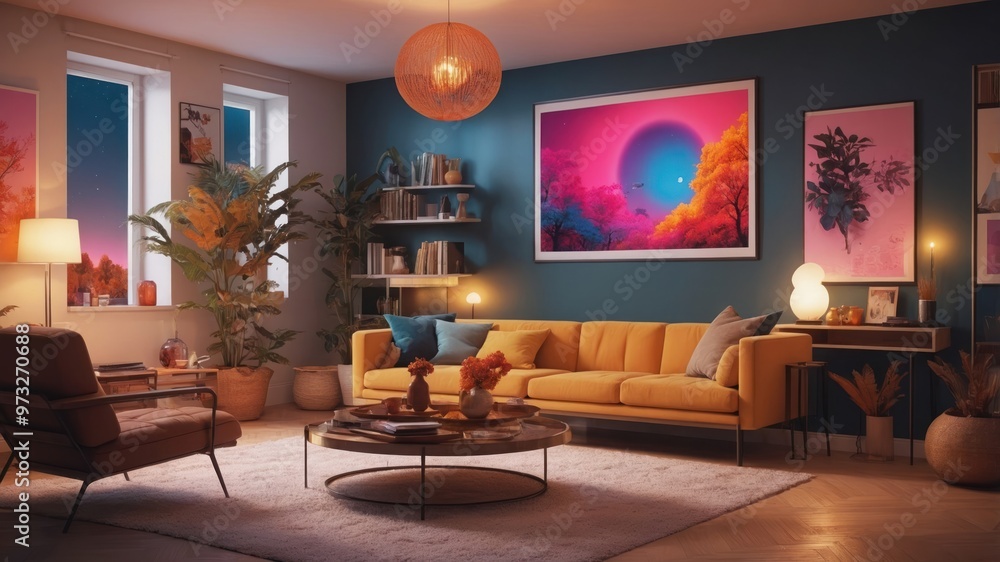 Nice lounge in retro pop art style Nice lounge in retro pop art style