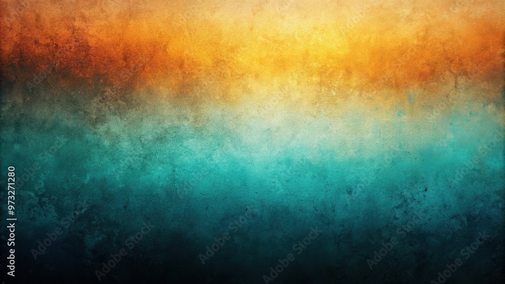 Obraz premium Abstract teal orange yellow black grainy color gradient background noise texture effect