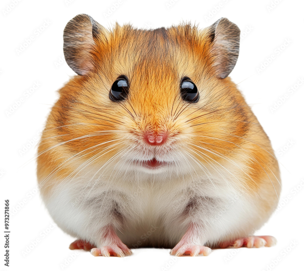 PNG Cute hamster sitting calmly on a white background PNG Cute hamster sitting calmly on a white background
