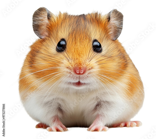 PNG Cute hamster sitting calmly on a white background