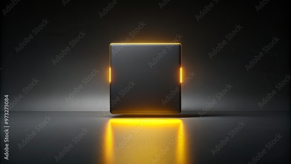 Close-up of black square with yellow light Close-up of black square with yellow light