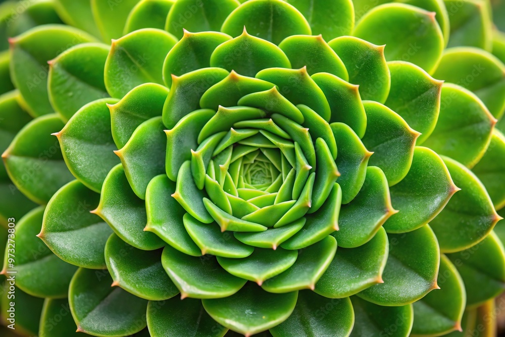 Obraz premium Close-up of Crassula estagnol with intricate green spiral leaves pattern