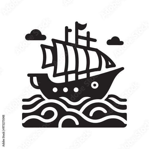 Elegant Whaleboat Silhouette Vector – Perfect for Nautical-Themed Projects photo