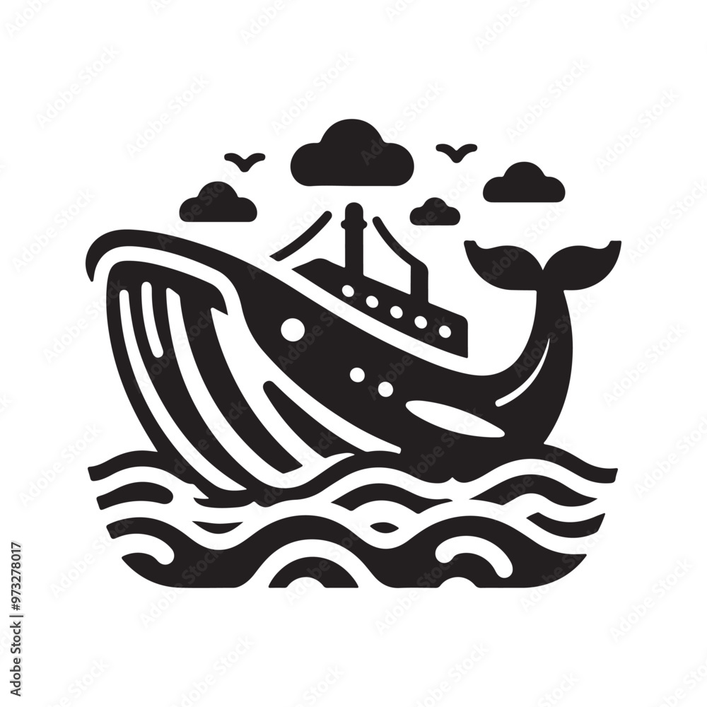 Elegant Whaleboat Silhouette Vector – Perfect for Nautical-Themed Projects Elegant Whaleboat Silhouette Vector – Perfect for Nautical-Themed Projects