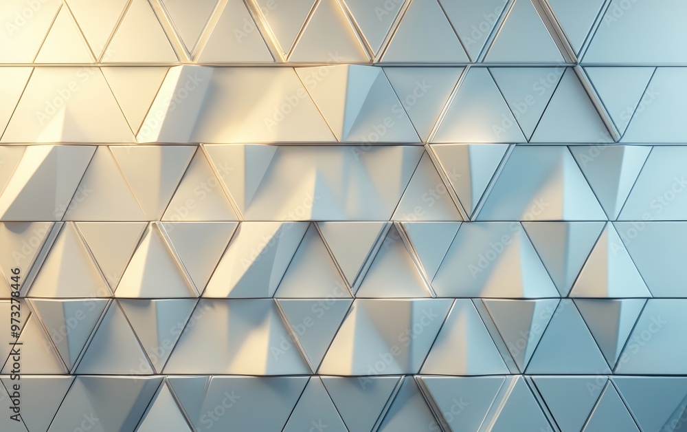 Futuristic, High Tech, colored background, with a triangular block structure. Wall texture with a 3D triangle tile pattern. 3D render Futuristic, High Tech, colored background, with a triangular block structure. Wall texture with a 3D triangle tile pattern. 3D render
