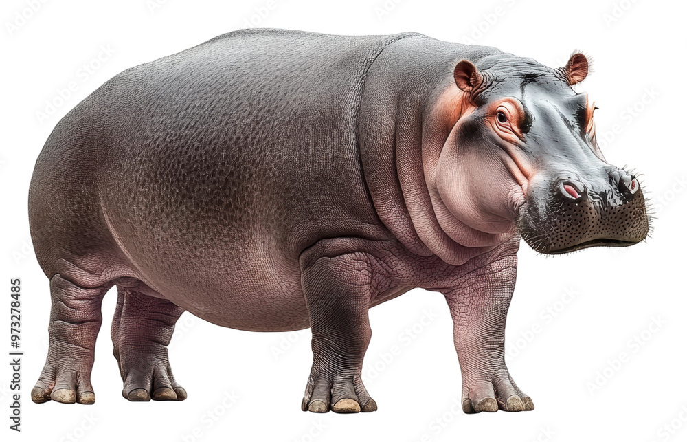 PNG Hippo standing on solid ground in a natural pose PNG Hippo standing on solid ground in a natural pose