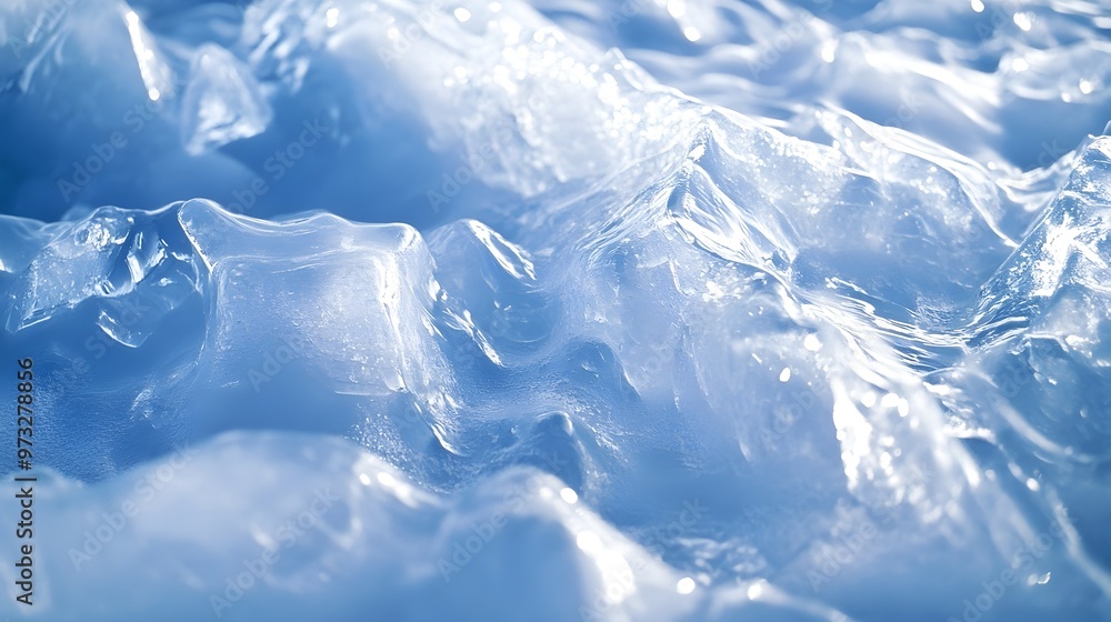 Obraz premium A close-up view of intricate ice formations glistening in the sunlight, showcasing the unique textures of Antarctic ice