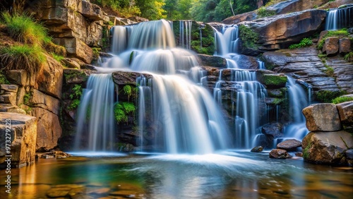 Close-up of waterfall flowing through rocky landscape