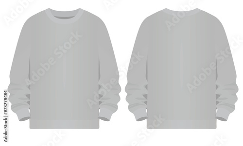 Grey  sweatshirt long sleeves. vector