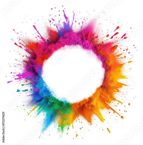 PNG Colorful powder explosion on white
