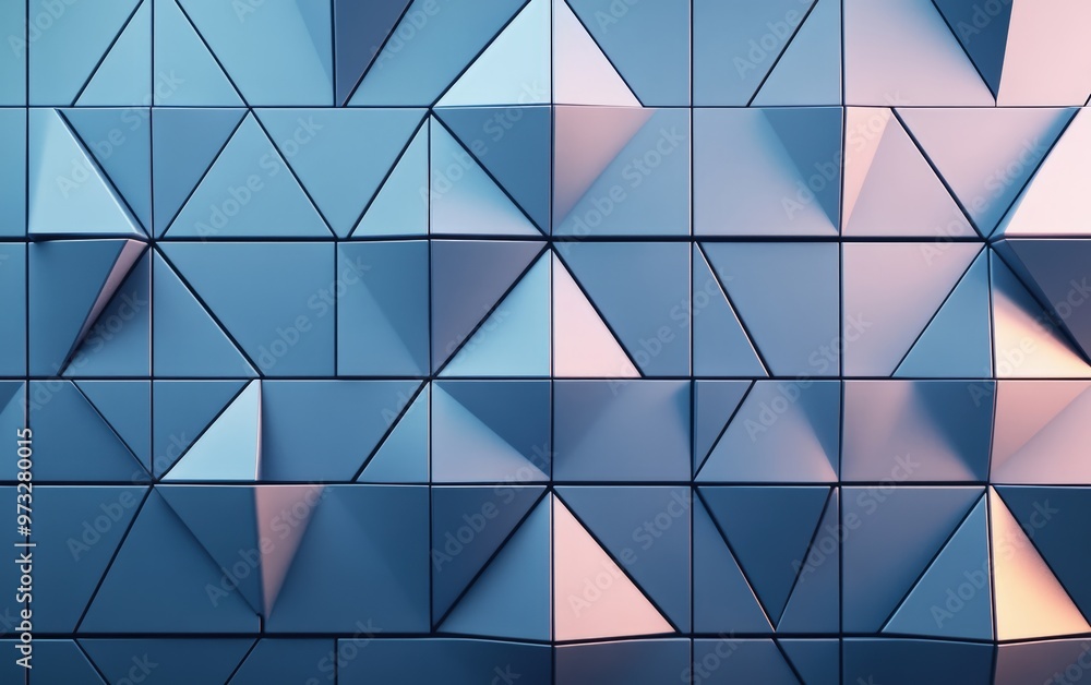 Futuristic, High Tech, colored background, with a triangular block structure. Wall texture with a 3D triangle tile pattern. 3D render Futuristic, High Tech, colored background, with a triangular block structure. Wall texture with a 3D triangle tile pattern. 3D render