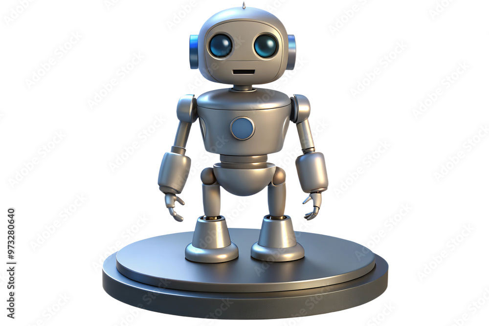 Cute android robot artificial intelligence 3d icon isolated on the transparent background
Cute android robot artificial intelligence 3d icon isolated on the transparent background