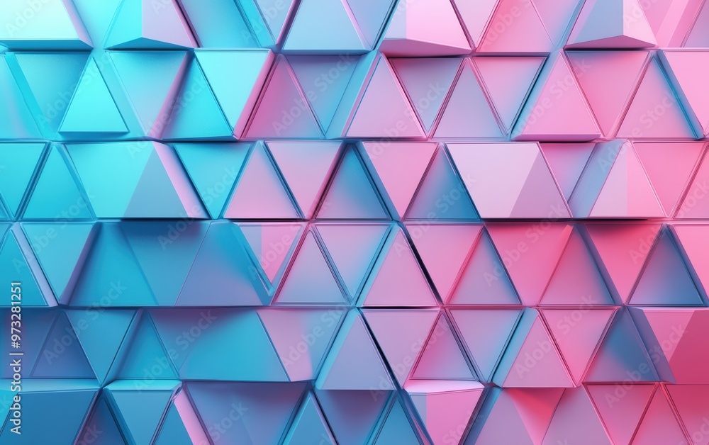 Futuristic, High Tech, colored background, with a triangular block structure. Wall texture with a 3D triangle tile pattern. 3D render Futuristic, High Tech, colored background, with a triangular block structure. Wall texture with a 3D triangle tile pattern. 3D render
