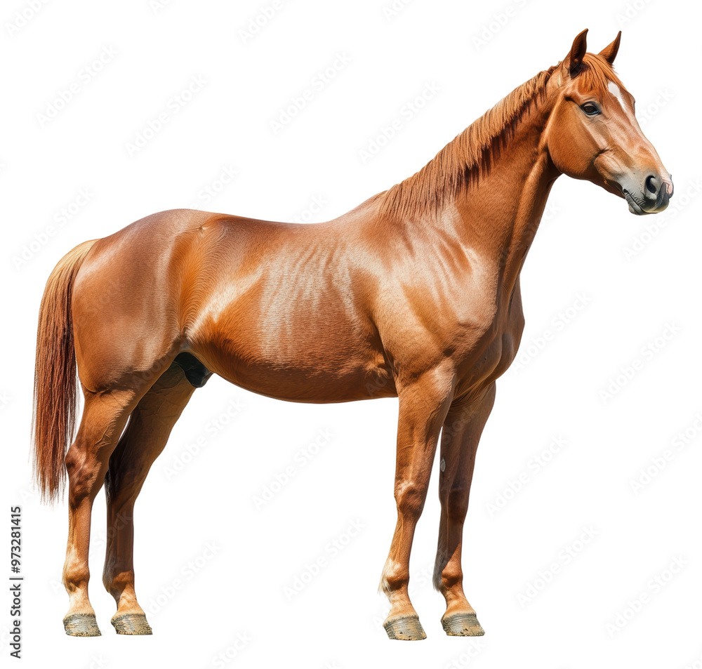 Fototapeta premium PNG Confident chestnut horse outdoors
