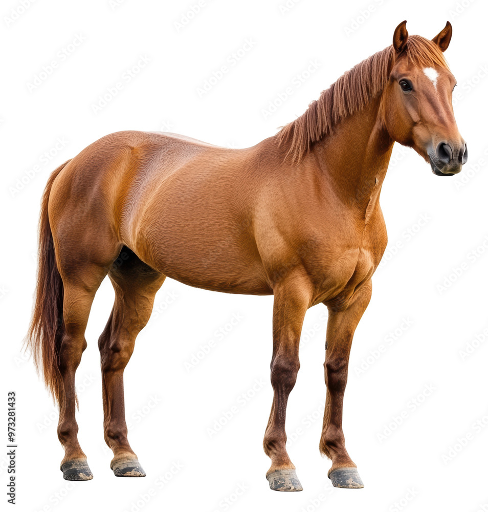 Obraz premium PNG Brown horse standing in a studio setting indoors