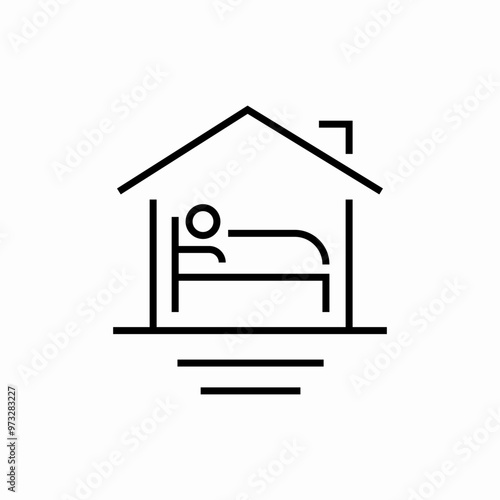 hotel bedroom hostel icon sign vector