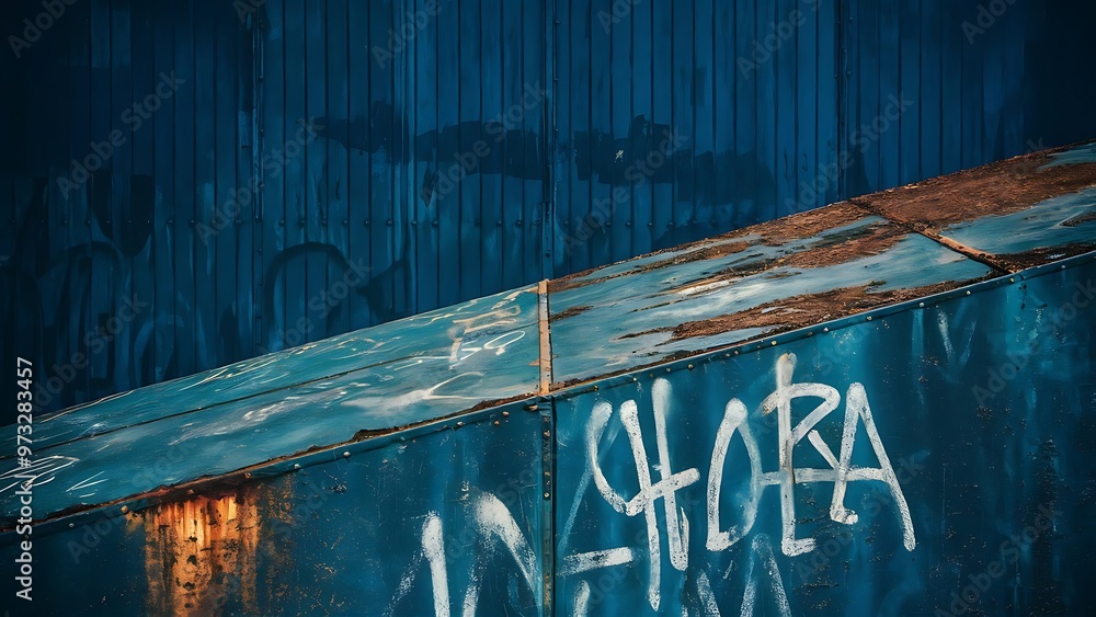 Obraz premium Cool dark blue grunge background of an old surface