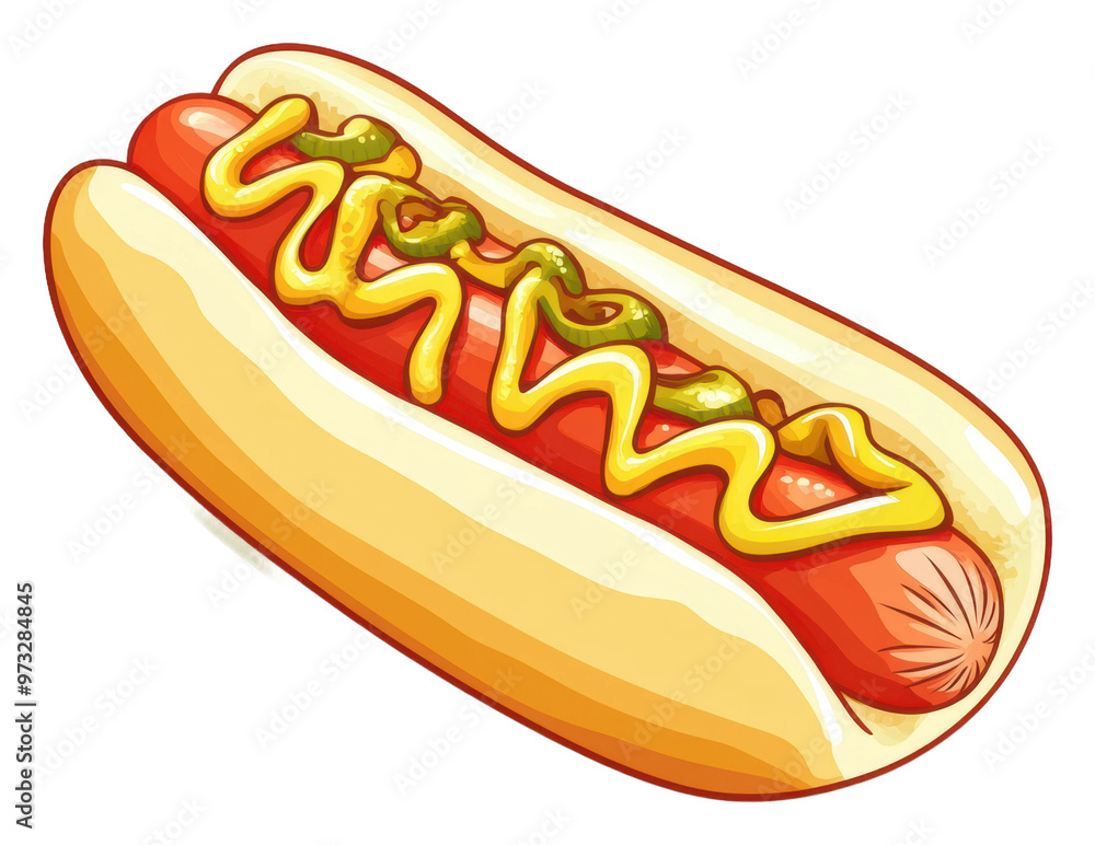 PNG Delicious hot dog with mustard and relish toppings PNG Delicious hot dog with mustard and relish toppings