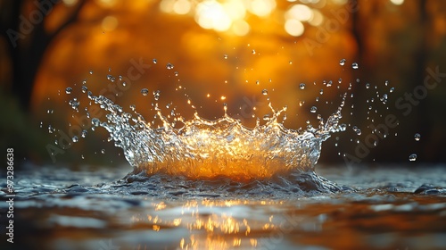 Wallpaper Mural A close-up of a water splash with a golden background. Torontodigital.ca