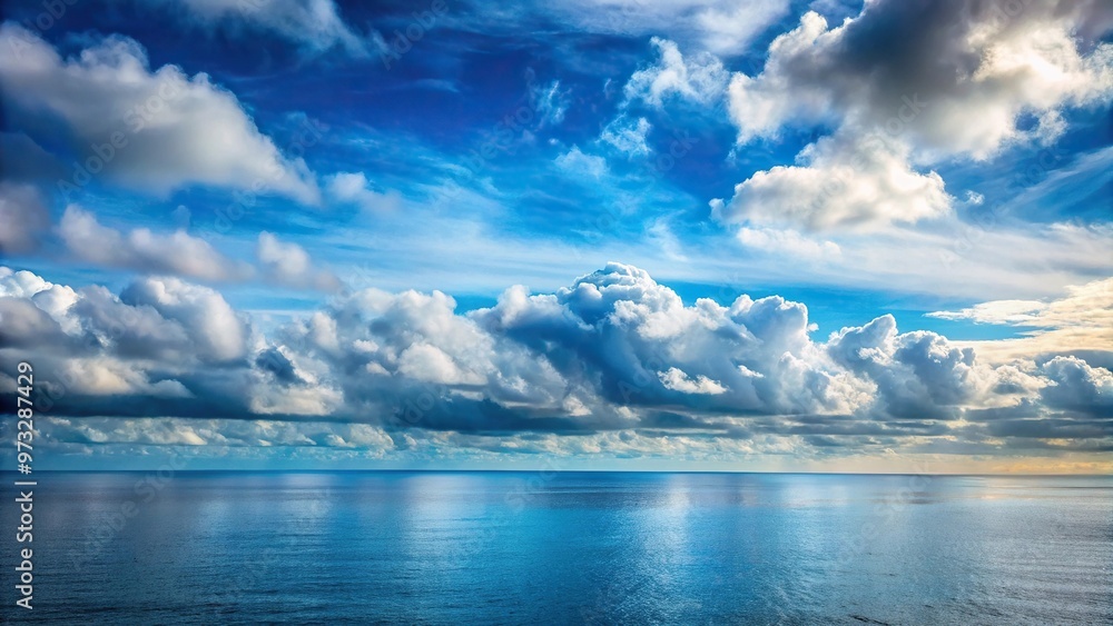 Cloudy sky with patches of blue over ocean Cloudy sky with patches of blue over ocean