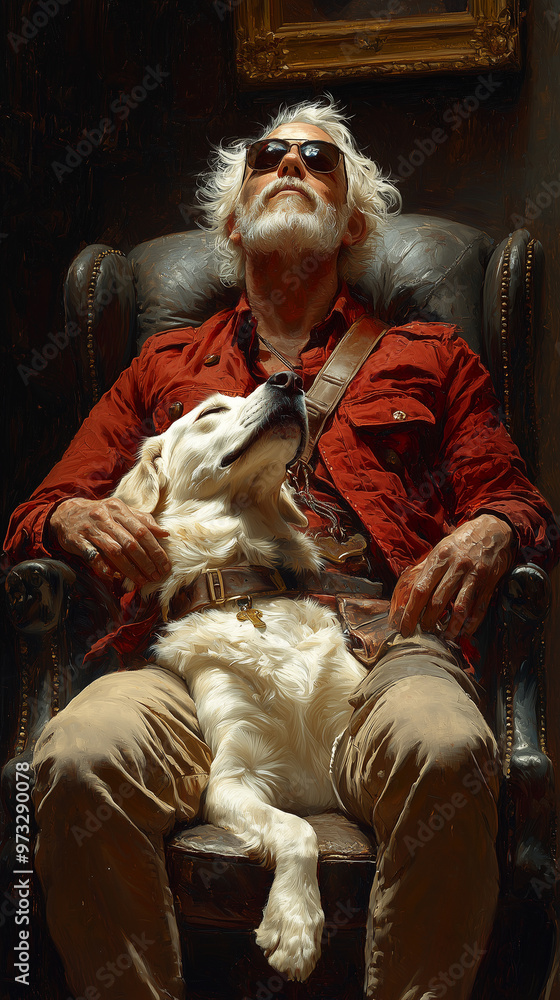 Man in glasses and a dog Man in glasses and a dog