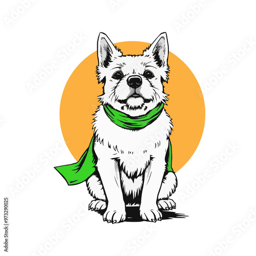 Super Dog mascot Logo, Cute dog paint illustration. Shih Tzu 