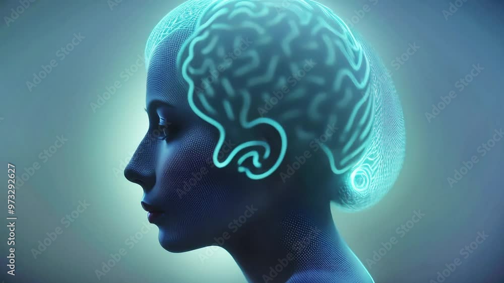 human head with artificial brain human head with artificial brain