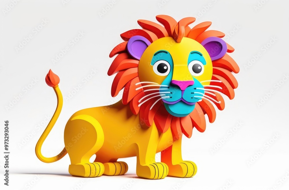 Fototapeta premium 3d lion, cartoon character.
