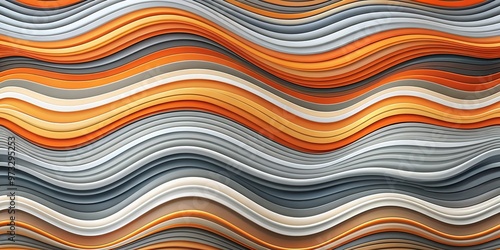 Abstract Orange and Grey Waves, Digital Art, 3D Illustration, Abstract Background, Abstract, 3D, Background, Illustration